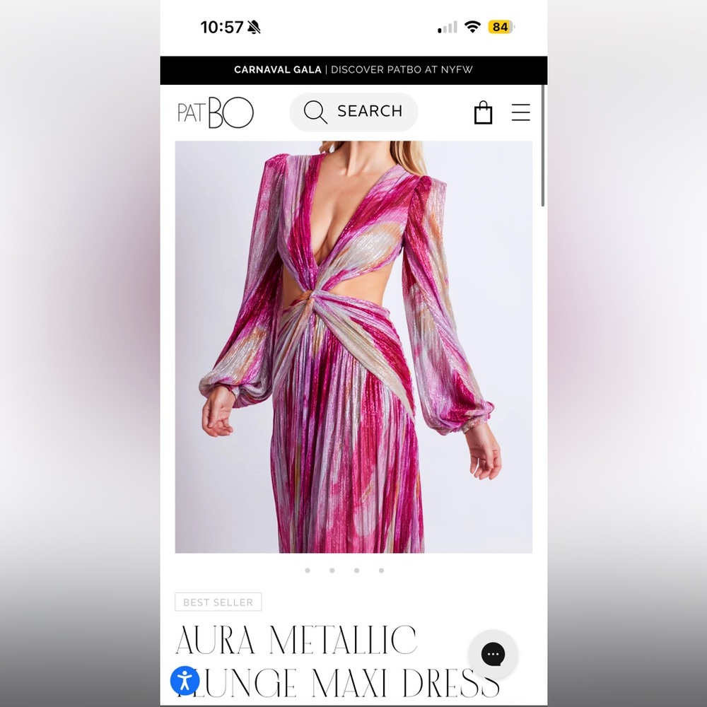 AURA METALLIC PLUNGE MAXI DRESS